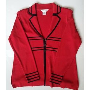 Exclusively Misook Cardigan Blazer Womens Large Red Acrylic Korea